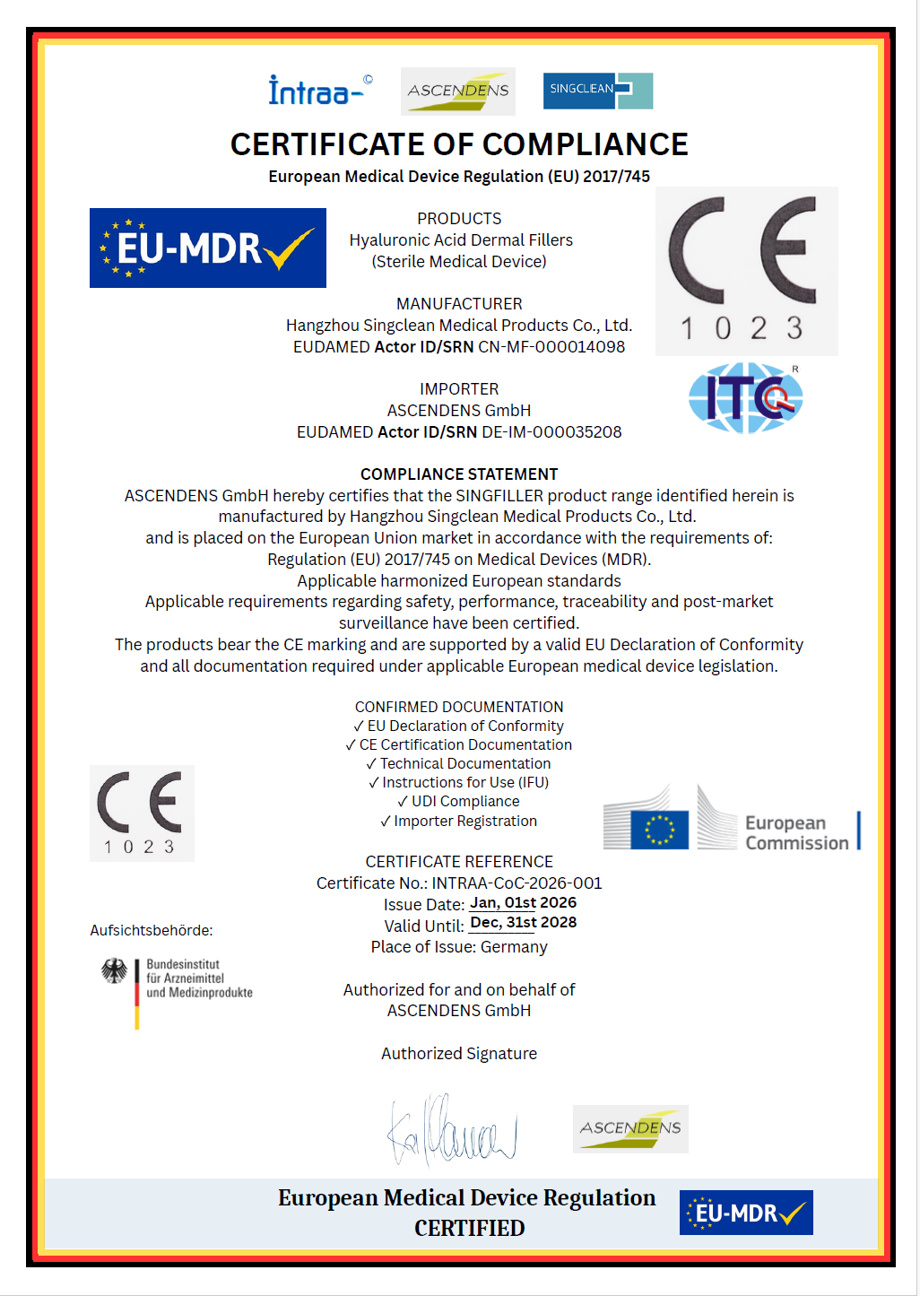 Vorschau des EU-MDR Konformitätszertifikats